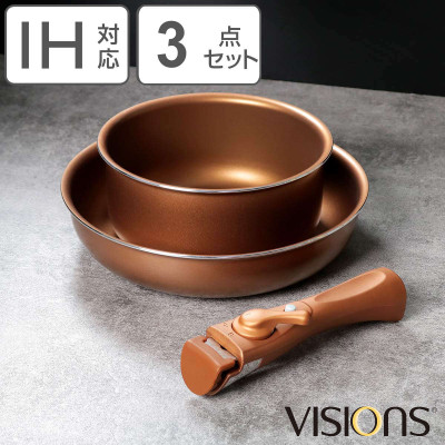 Bộ nồi chảo chống dính Visions tay cầm rời VS DTC-3/JP - Hàng chính hãng( Chỉ giao HCM)