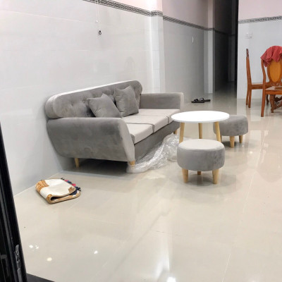 Bộ sofa băng xám trắng nhung PHKH7