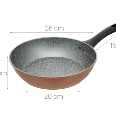 Chảo vân đá chống dính đáy từ 26 cm Greencook GCP221-26IH - Hàng Chính Hãng