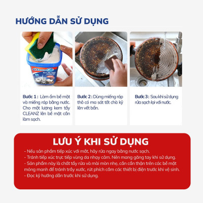 Kem tẩy xoong nồi đa năng Cleanz Aikomi 500g (TẶNG KÈM MIẾNG XỐP VỆ SINH)