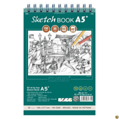 Sổ vẽ ký họa Sketch 50 tờ A5+ 150GSM; MS: 771 