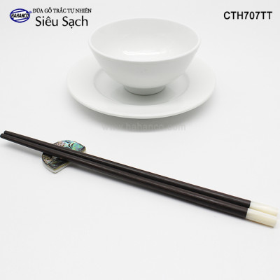 Đũa gỗ Trắc đầu ốc xà cừ trắng (Hộp 10 Đôi tròn) CTH707TT - Tặng kèm hộp đẹp làm quà tặng