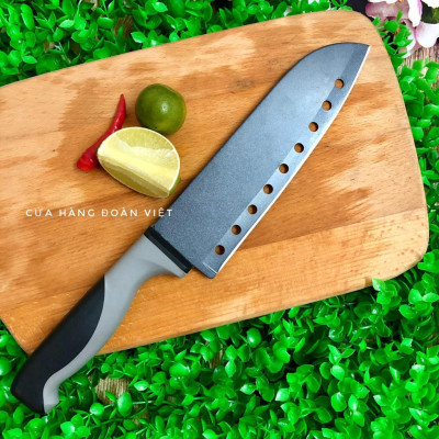 Dao Thái Thịt Đông Lạnh - Dao Đen Nhám có lỗ chống bám dính hiệu quả. Chuyên phục vụ Sp Gia dụng, Khuôn làm bánh, Dụng c