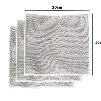 COMBO 3 Miếng Vải Lưới Đa Năng, Khăn Sợi Kim Loại, Chống Mài Mòn, Lau Bát Đũa, Nồi Chảo Tiện Dụng, Sạch Sẽ Khu Bếp - Takyhome 5154set3