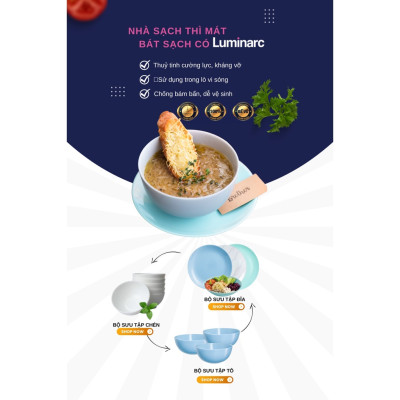 Tô Thủy Tinh Luminarc Marble 18cm đựng thức ăn, kháng vỡ, cường lực - 1 cái - P3756