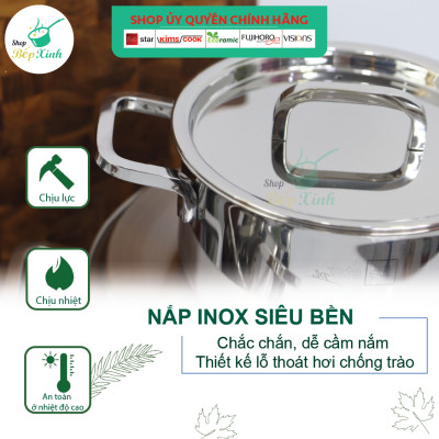 Bộ nồi xửng hấp inox 304 cao cấp Fivestar Plus 3 lớp đúc liền 4 chiếc nắp inox