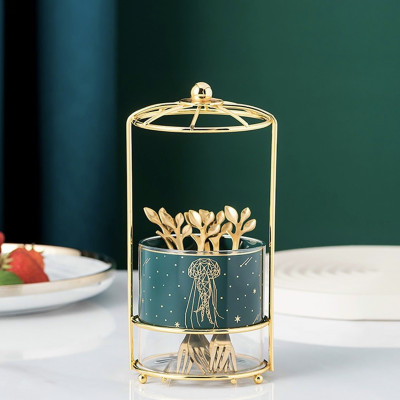 GIỎ ĐỰNG DĨA ĂN HOA QUẢ BẰNG SỨ  ĐÁY TRONG SUỐT VÔ CÙNG TINH TẾ VÀ SANG TRỌNG MẪU MỚI NĂM 2021 - VD34