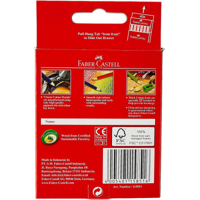 Faber-Castell-115851-Chì Màu Classic Knight - 12 Màu Ngắn