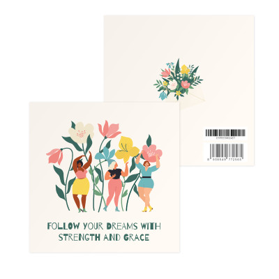 Thiệp mừng phụ nữ 8/3, 20/10, SDstationery Strength And Grace, trẻ trung tươi tắn, vuông 12x12 cm