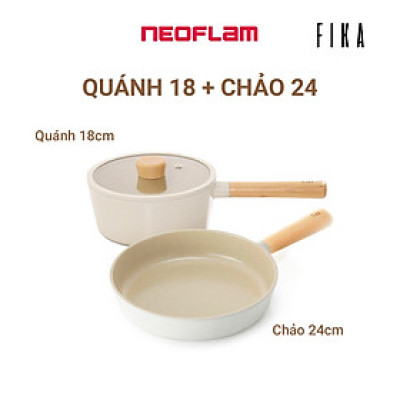 [Hàng chính hãng] Bộ 2 nồi, chảo chống dính bếp từ FIKA NEOFLAM: Nồi sâu (quánh)18cm & Chảo chiên 24cm. Made in Korea