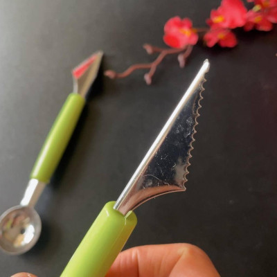 [2in1] Muỗng Múc Dưa Hấu, Trái Cây, Kem. . Viên Tròn Đẹp Mắt - Muỗng có đầu tròn và đầu răng cưa rất tiện ích - Dụng cụ