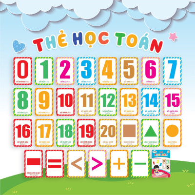 Combo 2 bộ thẻ Chữ cái và chữ ghép, Thẻ học toán dành cho bé 4-6 tuổi