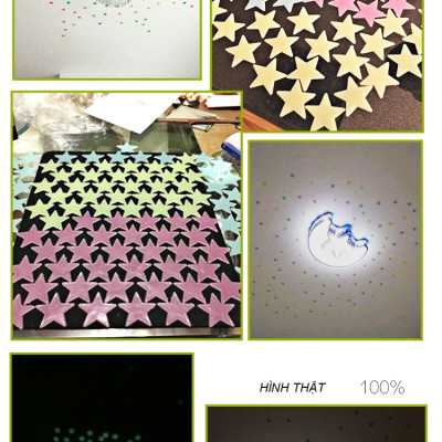 Ngôi sao - hoa tuyết dạ quang 3cm - 2 bộ (150 ngôi sao và hoa)
