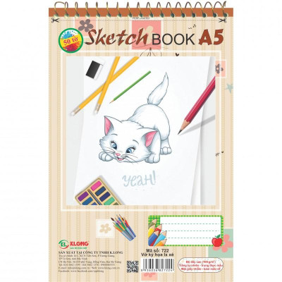 Sổ vẽ lò xo xé Stetch KLONG A5 50 tờ 100/76; MS: 722