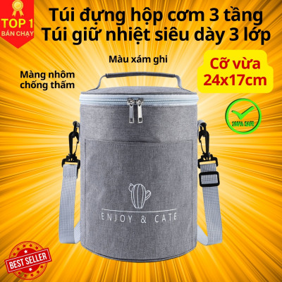 Bộ hộp cơm giữ nhiệt văn phòng cao cấp inox, Cặp lồng cơm 3 tầng cắm điện - Chính hãng D Danido