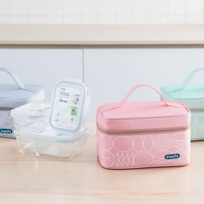 Bộ hộp thuỷ tinh chữ nhật Nikko kèm túi giữ nhiệt Yoshino - Inochi