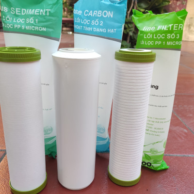 Bộ 3 LÕI LỌC NƯỚC số 1,2,3 lõi lọc thô dùng cho máy lọc nước R.O gia đình