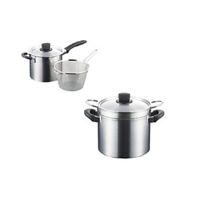 Combo 02 Bộ nồi xửng 2in1 hấp/ luộc inox có tay cầm Tsubame ( 18cm & 22cm ) sử dụng được trên mọi loại bếp - Hàng nội địa Nhật Bản.