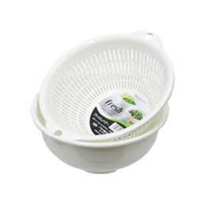 Bộ 2 sản phẩm gồm 01 chậu & 01 rổ nhựa cao cấp dạng tròn Sanada Seiki 3.6L có tay cầm - Hàng nội địa Nhật Bản.