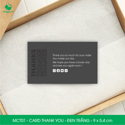 MCT01 - 9x5.4 cm - 500 Card Thank you, Thiệp cảm ơn khách hàng, card cám ơn cứng cáp sang trọng