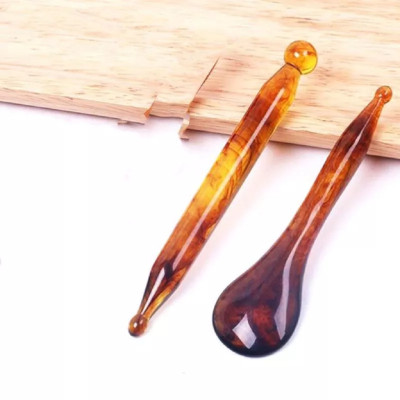 Bộ dụng cụ 3 món cạo gió, ấn huyệt ,massage, thông kinh lạc bằng nhựa resin, màu nâu hổ phách