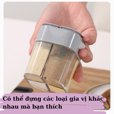 Hộp đụng gia vị 4 ngăn 8.5x6.5x6.5 cm Lọ Gia Vị 4 Ngăn Tiện Lợi Cho Nhà Bếp, Dã Ngoại Cắm Trại