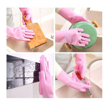 Găng Tay Gai Rửa Chén Silicon Găng Tay Rửa Chén Vệ Sinh Nhà Cửa Đa Năng - Giao màu ngẫu nhiên