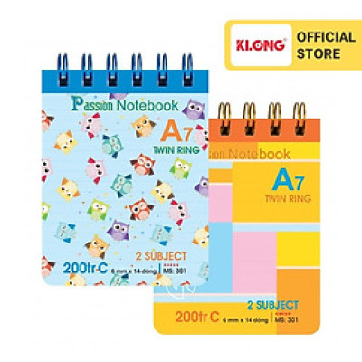 Sổ kẻ ngang lò xo kép bìa nhựa A7 200 trang 70/92; MS: 301