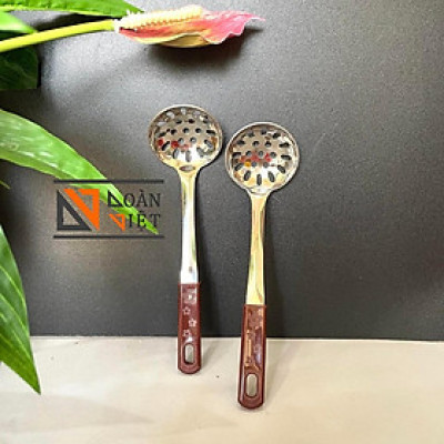 (Cán nâu) Muỗng Vá múc thạch, trân châu - Inox dày không rỉ, cán nhựa màu nâu (size mini 5. 5cm). Chuyên phục vụ Sp Gia