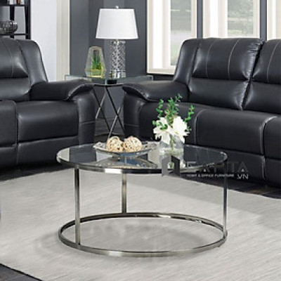 Bàn sofa bàn trà mặt kính cường lực 80 chân inox cao cấp TS0925-08G Nội thất Capta