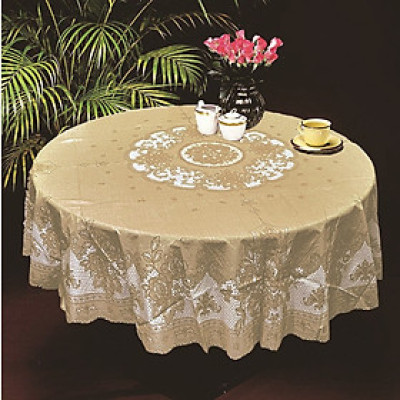 KHĂN TRẢI BÀN PAULEE FY116 TRÒN - ĐƯỜNG KÍNH 178 CM- HOA VĂN - MÀU NÂU -  KHÔNG THẤM NƯỚC.