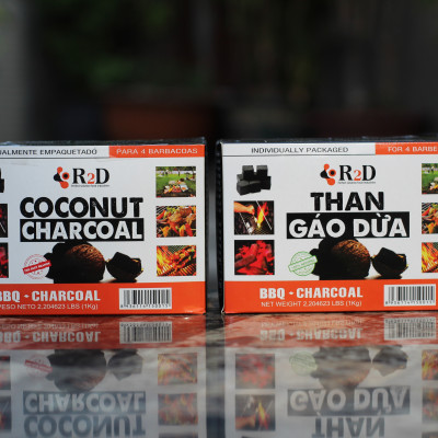 Than nướng BBQ không khói từ gáo dừa thiên nhiên chính hãng R2D hộp 1Kg
