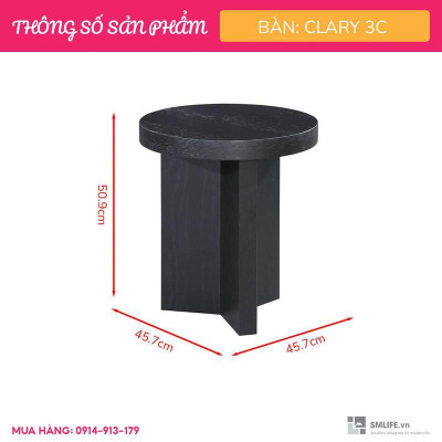 Bàn sofa góc mặt tròn chân 3 cạnh sang trọng SMLIFE Clary 3C | D165,1 x R48,3 x C77,5cm | gỗ Cao Su và Veneer Sồi