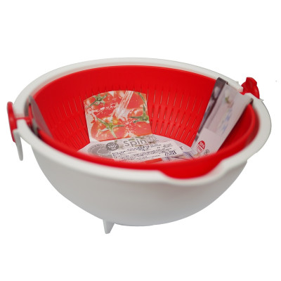 Rổ nhựa đa năng 2 lớp Kokubo, có thể quay 360 độ giúp rau củ ráo nước một cách nhanh chóng mà không bị dập nát hay rơi vãi ra ngoài - nội địa Nhật Bản 