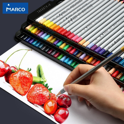 Hộp Bút Chì Màu Nước Chuyên Nghiệp Marco Raffine 7120 Kèm Cọ, Hộp Thiếc - 12/24/36 Màu Không Dễ Gãy Tô Màu Vẽ Chuyên Nghiệp