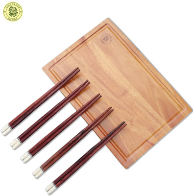 Đũa Gỗ Cao Cấp - Đũa Gỗ Cẩm Lai Ghép Đầu Trắng - Đồ Gỗ Nhà Bếp Thương Hiệu Trường Sơn (10 Đôi / Hộp)