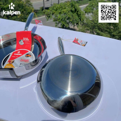 Chảo sâu lòng Inox 304 đúc liền khối 3 lớp miệng rót Kalpen Zenger 28cm, bảo hành 5 năm