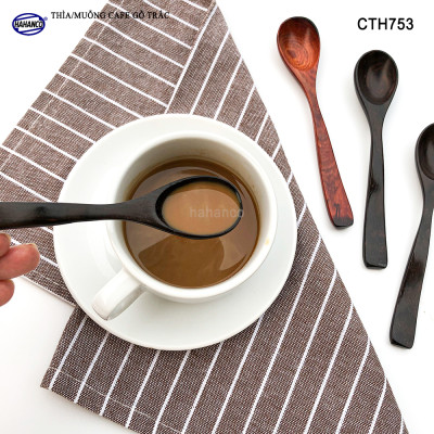 Thìa Cà Phê, muỗng pha trà, gỗ Trắc/Cẩm (HAHANCO) Chuôi uốn lượn sóng/Độc đáo - CTH753