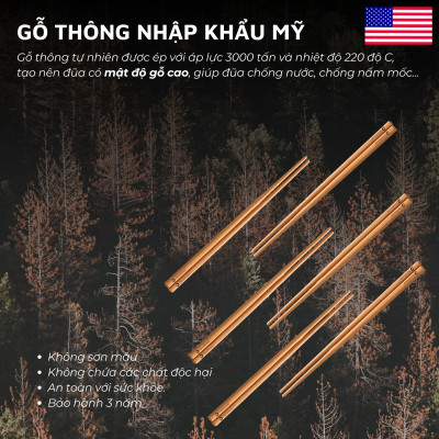 Đũa gỗ fiber mật độ cao DandiHome dùng được trong máy rửa bát - Bảo hành 3 năm 