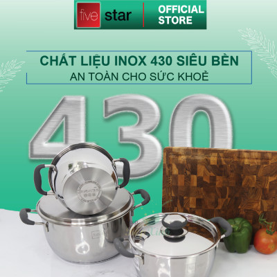 Bộ nồi inox và  chảo chống dính Fivestar Standard chống nóng nắp inox 3 đáy từ tặng 2 vá canh (1 nồi 16cmx 1 nồi 20cm và 1 chảo 22cm )