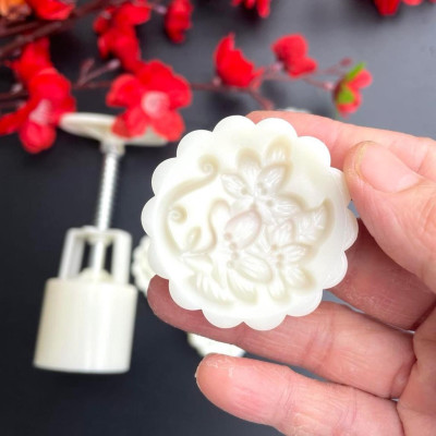 Bộ 6 mặt khuôn Trung thu Hình Hoa Hồng, Hoa Đào, Hoa Sen, Cẩm Chướng, Hoa Mai. Khuôn Trung thu 50gr 8 mặt 3D sắc nét. Ch