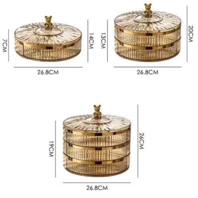 Khay mứt tết gấu bearbrick nhựa acylic trong suốt phong cách bắc âu - khay mứt 2 tầng - HÀNG CHÍNH HÃNG MINIIN