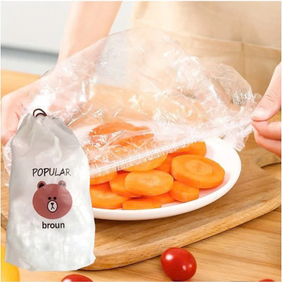 Màng Bọc Thực Phẩm Có Chun ,Túi Bọc Thực Phẩm Gấu Gói lớn Túi 100 cái, Màng Bọc Thức Ăn, Túi Gấu PE Bọc Đồ Ăn Co Giãn Tái Sử Dụng