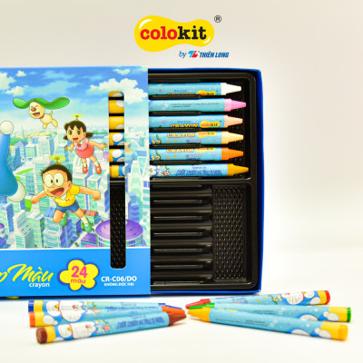 Sáp 24 màu Thiên Long Colokit Doraemon CR-C06/DO - Tiêu chuẩn Mỹ - Phiên bản Nobita