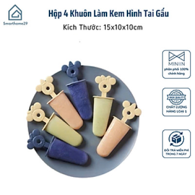 Hộp 4 Khuôn Làm Kem Hình Tai Gấu – Tái Sử Dụng, Dễ Thương, Tiện Lợi Mùa Hè - HÀNG CHÍNH HÃNG MINIIN