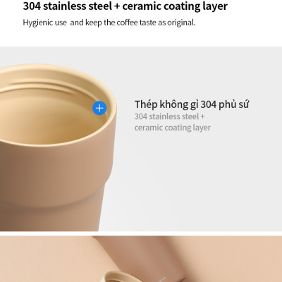 Ly giữ nhiệt 500ml LocknLock màu ngà LHC4357IVY Metro Cafe Tumbler, Hàng chính hãng, Thép 304 không gỉ, có dây đeo tay - JoyMall