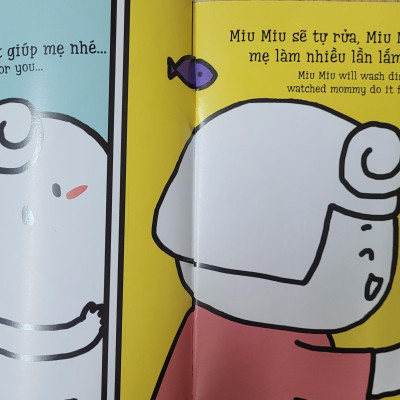 Sách Ehon Miu Miu Tự Lập Phần 1 Song Ngữ - Rửa Bát