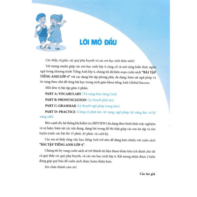 GLOBAL SUCCESS - Bài Tập Tiếng Anh Lớp 4 (Không đáp án)