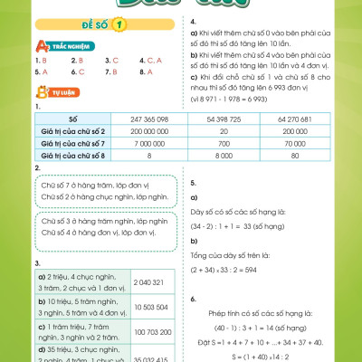 Sách - Phiếu Ôn Hè Toán Lớp 4