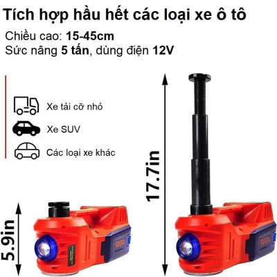 Bộ nâng kích gầm điện, kiêm máy bơm lốp tự ngắt 2 trong 1 Thương hiệu Đức ROGTZ TY-EHJ03, Tải 5 Tấn - Hàng Nhập Khẩu, BH 12 Tháng